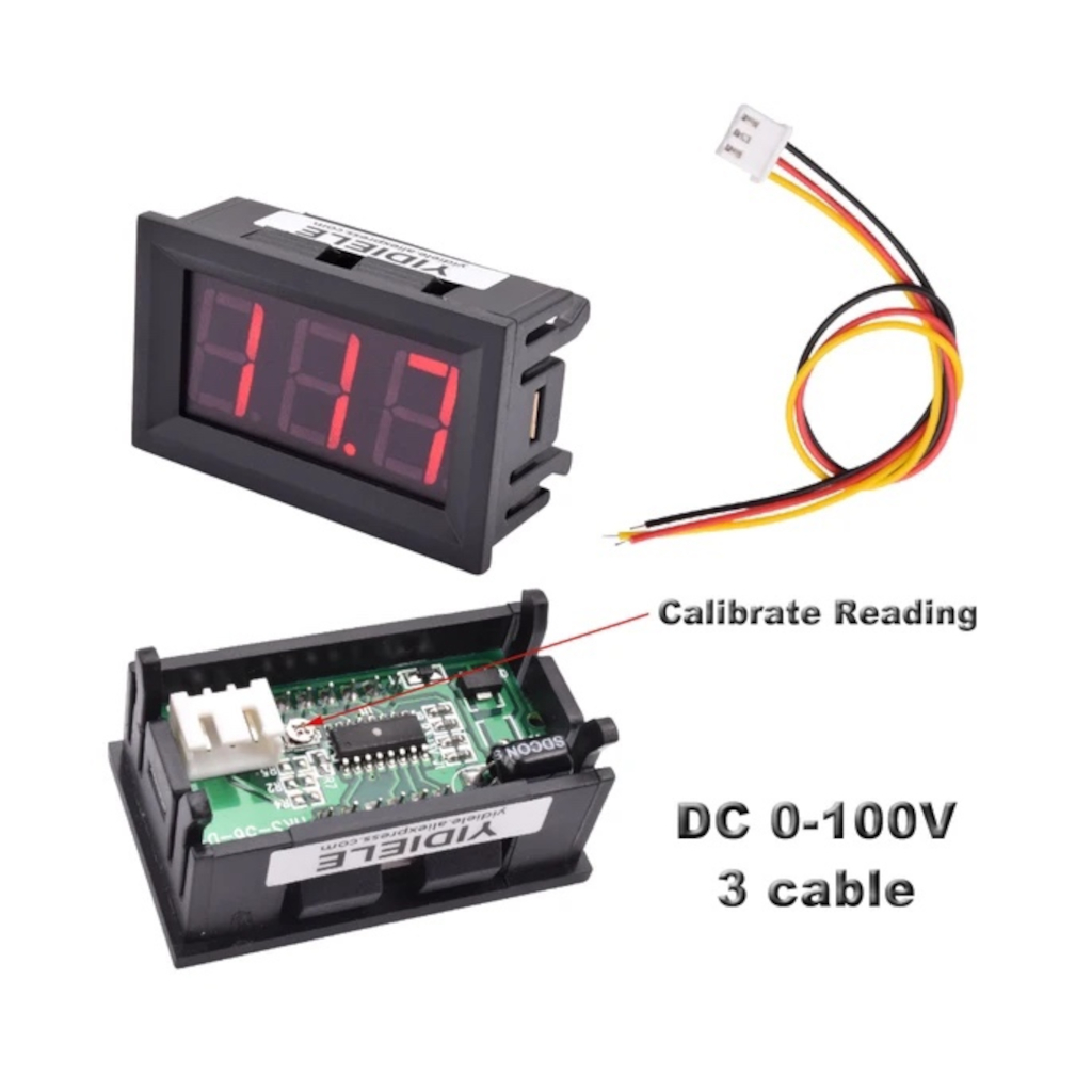 картинка Вольтметр 0.56" (3-провода с колодкой) DC 0-100V 3cable Red купить в магазине CAROBASS